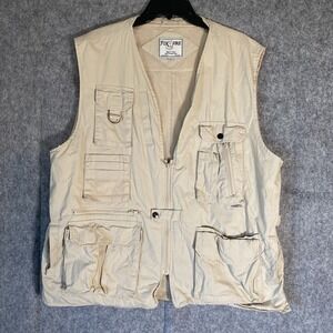 Fox Fire Ultimate‎ Vest Mens XL Khaki Sportsman Zip Hunting Fishing Photographer